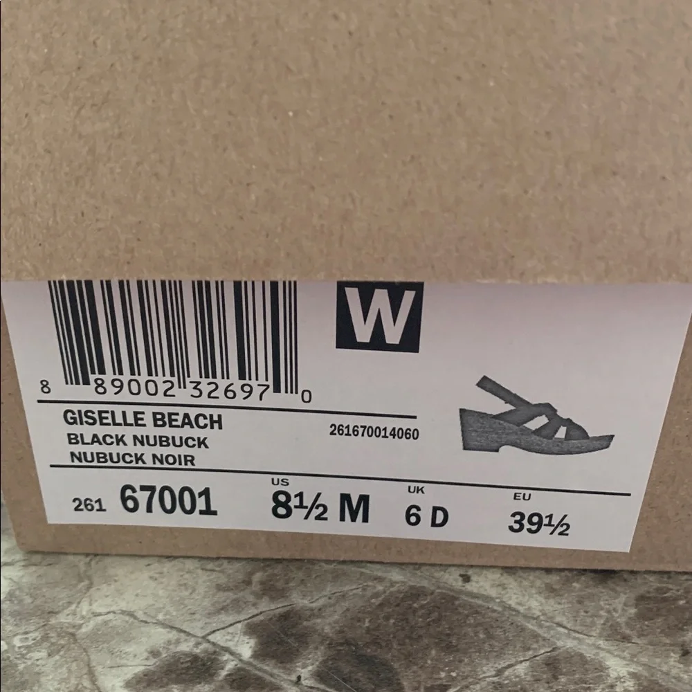 Clarks Black Nubuck Giselle Beach Wedge Sandal – Size 8.5M - Picture 12 of 13